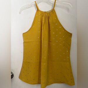 Yellow Pleated Sleeveless Tank Top